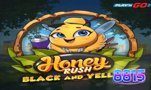 Tampilan visual slot Honey Rush Black and Yellow dengan tema neon kota